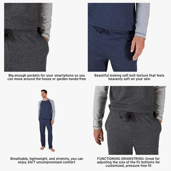 #10102A-1 Pants Sleepwear Men's,XL,blue - Picture 4 of 8